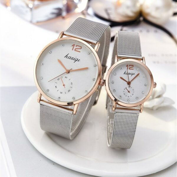 Stainless Steel Rhinestone Couple Watches