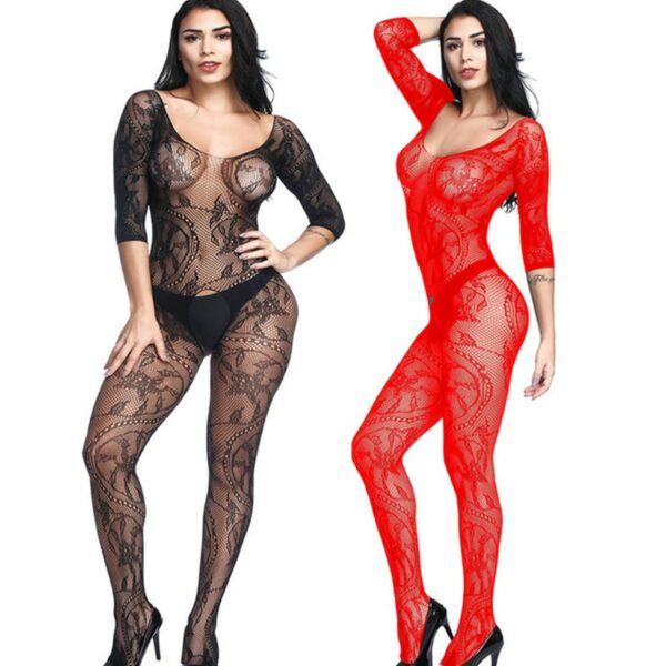 Fishnet Pattern High Waist Hollow Out Sexy Transparent Leggings - Image 3